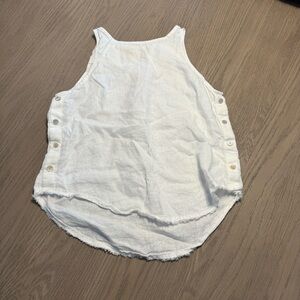 Cloth & Stone 100% Linen Sleeveless Button Side Tank Top Boho Summer Vacation XS